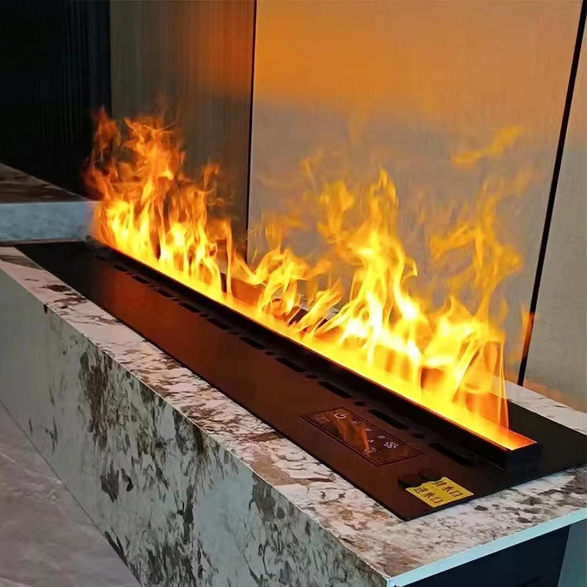 Chimenea eléctrica RETRIN, 3D De Vapor De Agua Empotrada, Llama De 9 Colores, Llama Atomizada Realista, Panel Táctil Y Control Remoto Control, Para