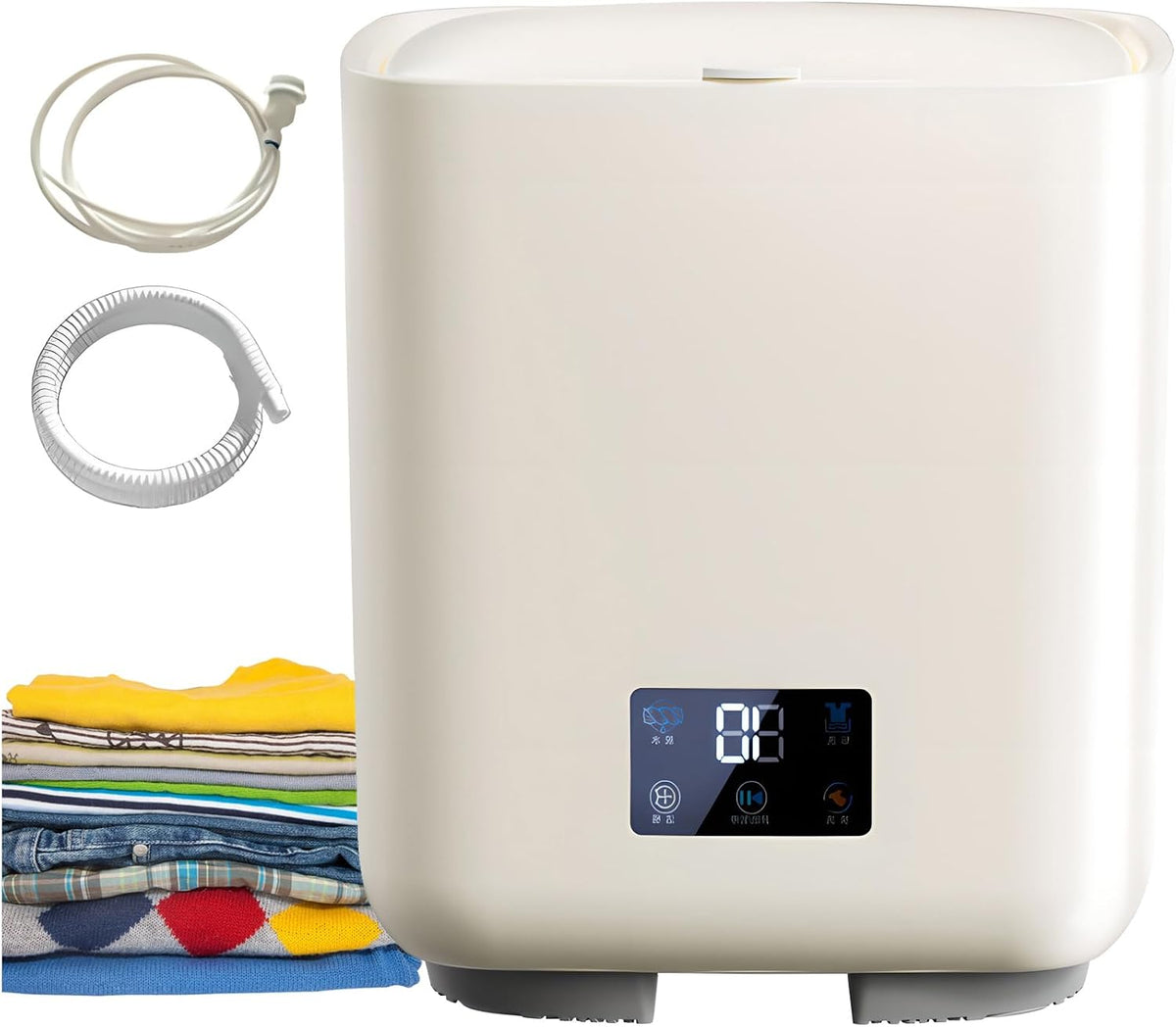 Lavadora de Generic, portátil, Lavadora y secadora automática compacta 4 en 1 de 7 L con cambio automático de agua y secado por centrifugado para ropa