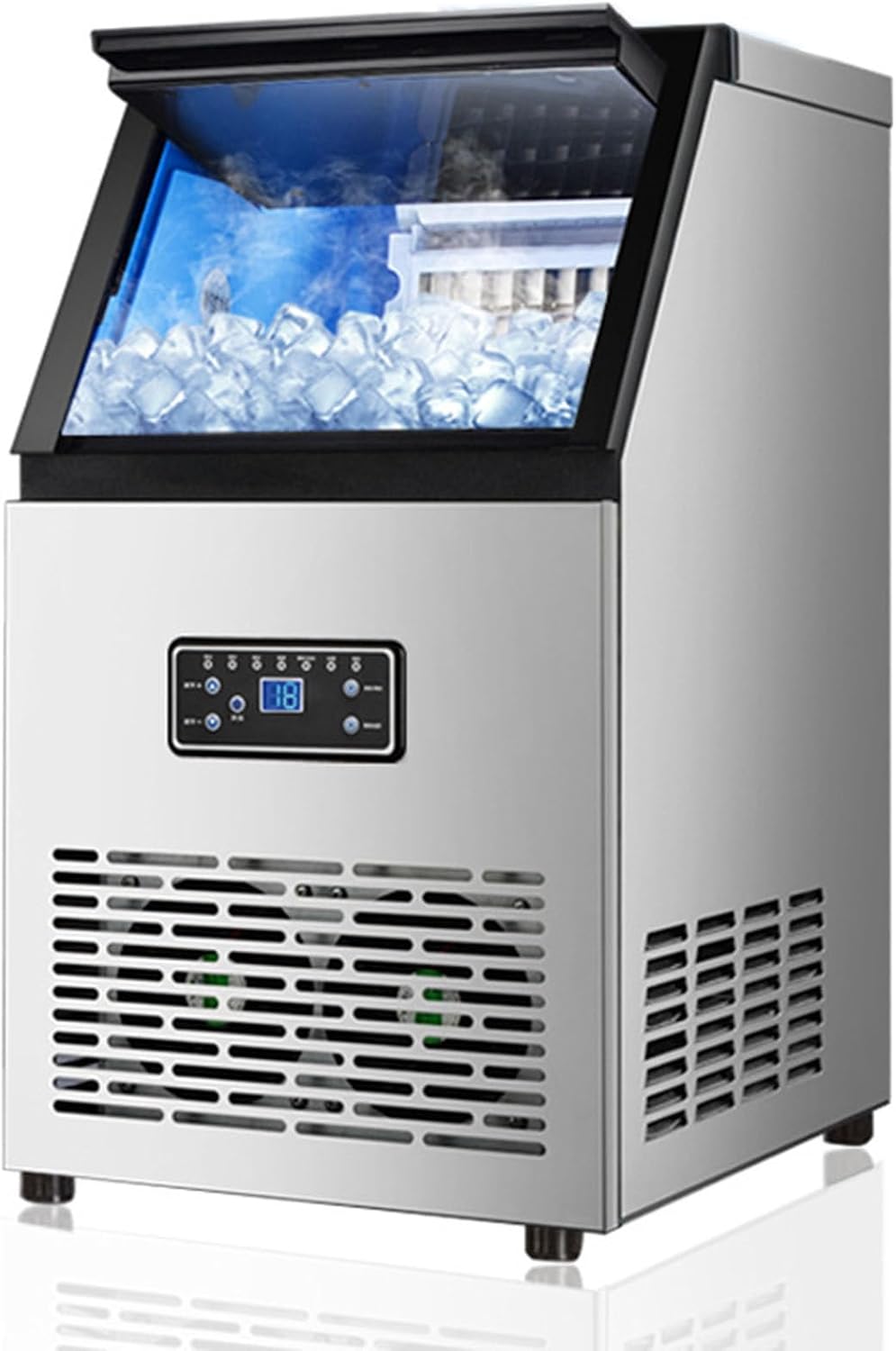 SHENGSHIYU Máquinas para hacer hielo, máquina de Hacer Hielo para Bar, Producción Diaria 40kg, 24 Cubitos de Hielo por Ciclo, Conexión a Agua