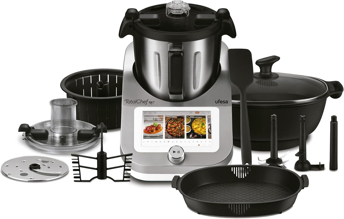 Robots de cocina Ufesa, TotalChef RK7 Robot de Cocina Inteligente Multifunción, WIFI, 30 Funciones, 4.5L, Pantalla Táctil de 7 Pulgadas, Báscula