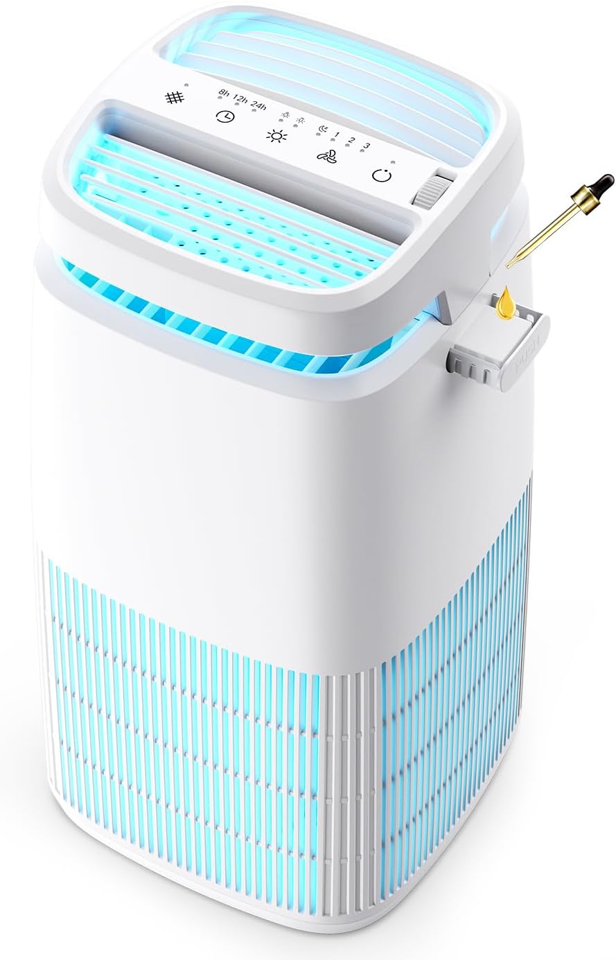 Purificadores de aire de POMORON, aire 4 en 1 para el hogar, ionizador de aire, generador de iones negativos, filtro HEPA H13, UV, cubre 1250 pies