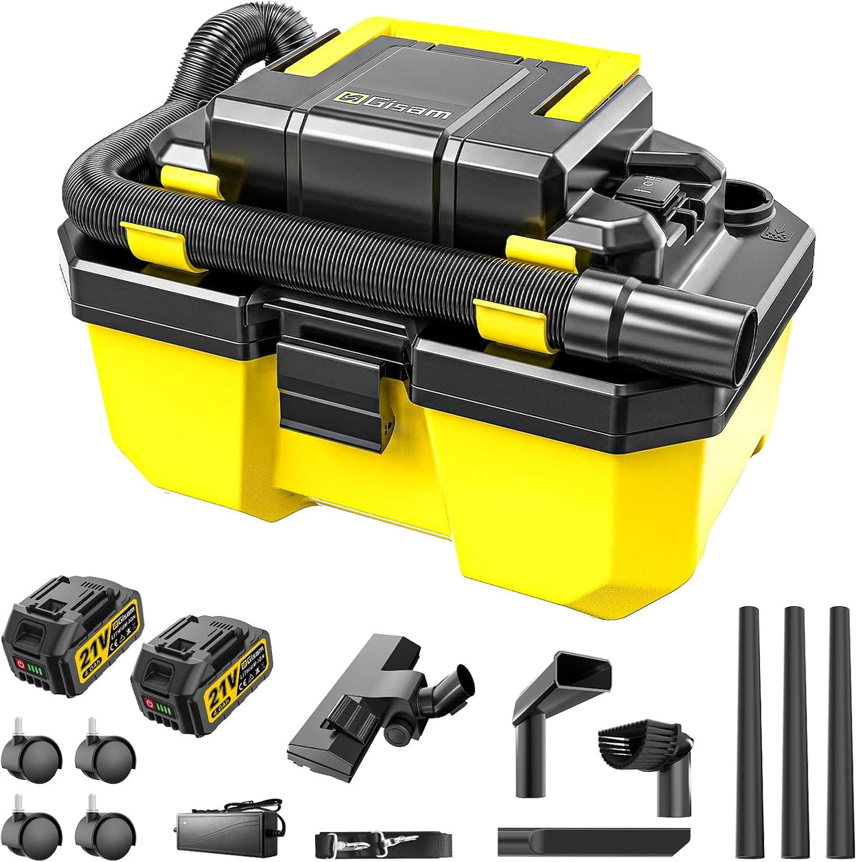 Aspiradoras industriales para sólidos y líquido Aspiradora InaláMbrica Para SóLidos Y LíQuidos, Motor Sin Escobillas De 3000 W, 2 BateríAs De 4, 0 Ah