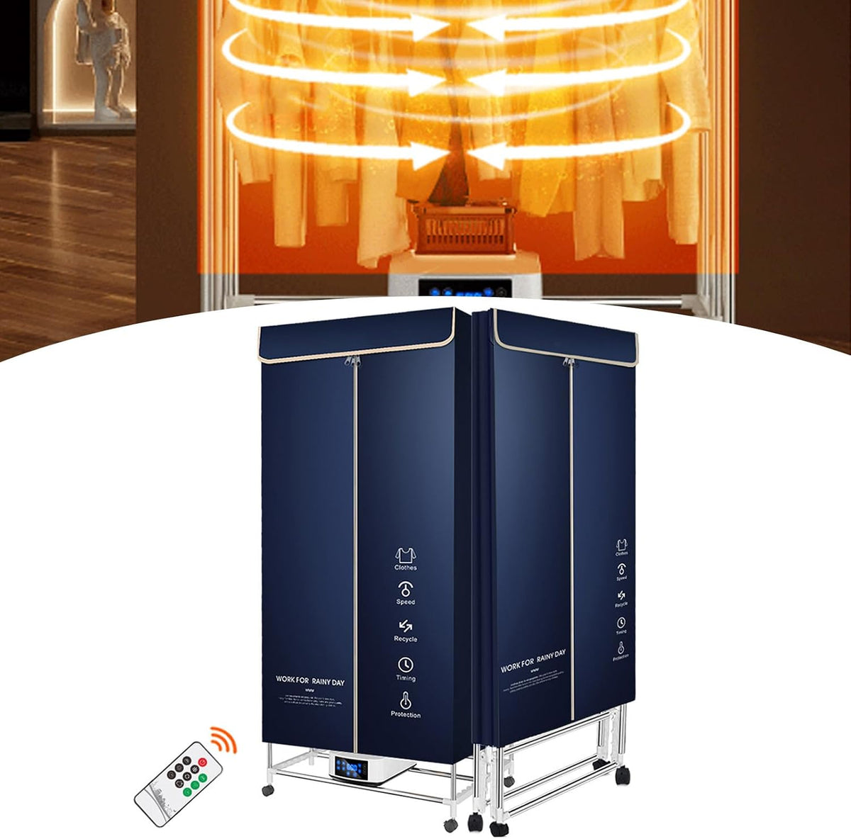 Ddasam Secadoras por condensación, Máquina de secar Ropa, secador de Ropa electrico portatil, Secadora de Ropa Pequeña Plegable de Gran Capacidad para