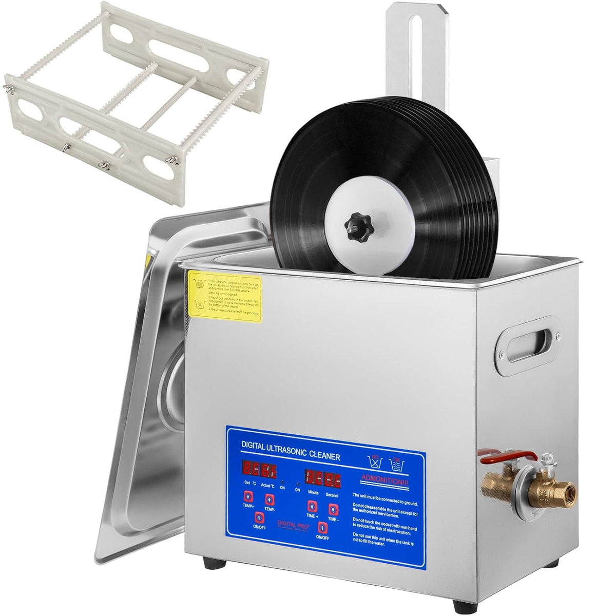 VEVOR Suministros de limpieza de laboratorio, Limpiador Ultrasónico 395 x 25 x 325 mm Limpiador Ultrasónico de Vinilo 6 L Máquina de Limpieza