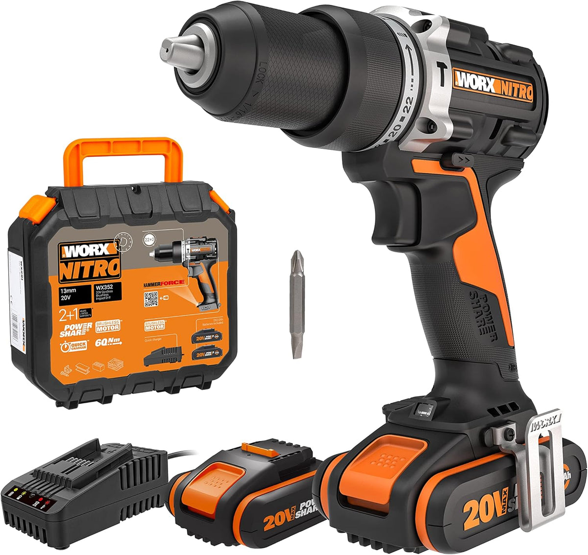 WORX Taladro percutor, a batería 20V Máx