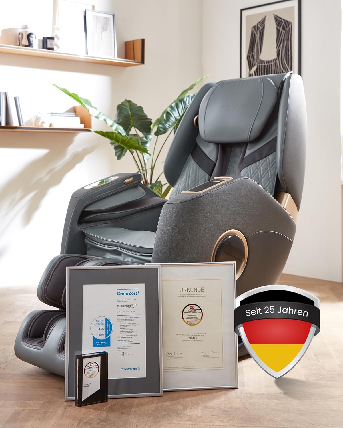WELCON Sillones y asientos de masaje eléctrico, Easyrelaxx Plus 4D - Sillón de masaje eléctrico, color gris y negro