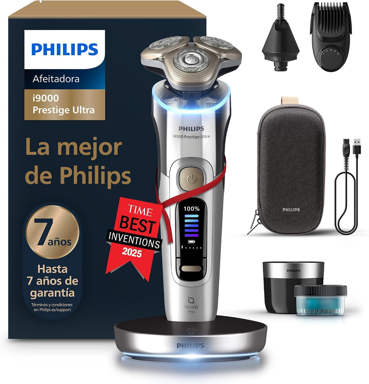 PHILIPS XP9404 Afeitadoras eléctricas rotativas para hombre, i9000 Prestige Ultra, Afeitadora Eléctrica Hombre, Máquina de Afeitar Barba Seco y Húmedo