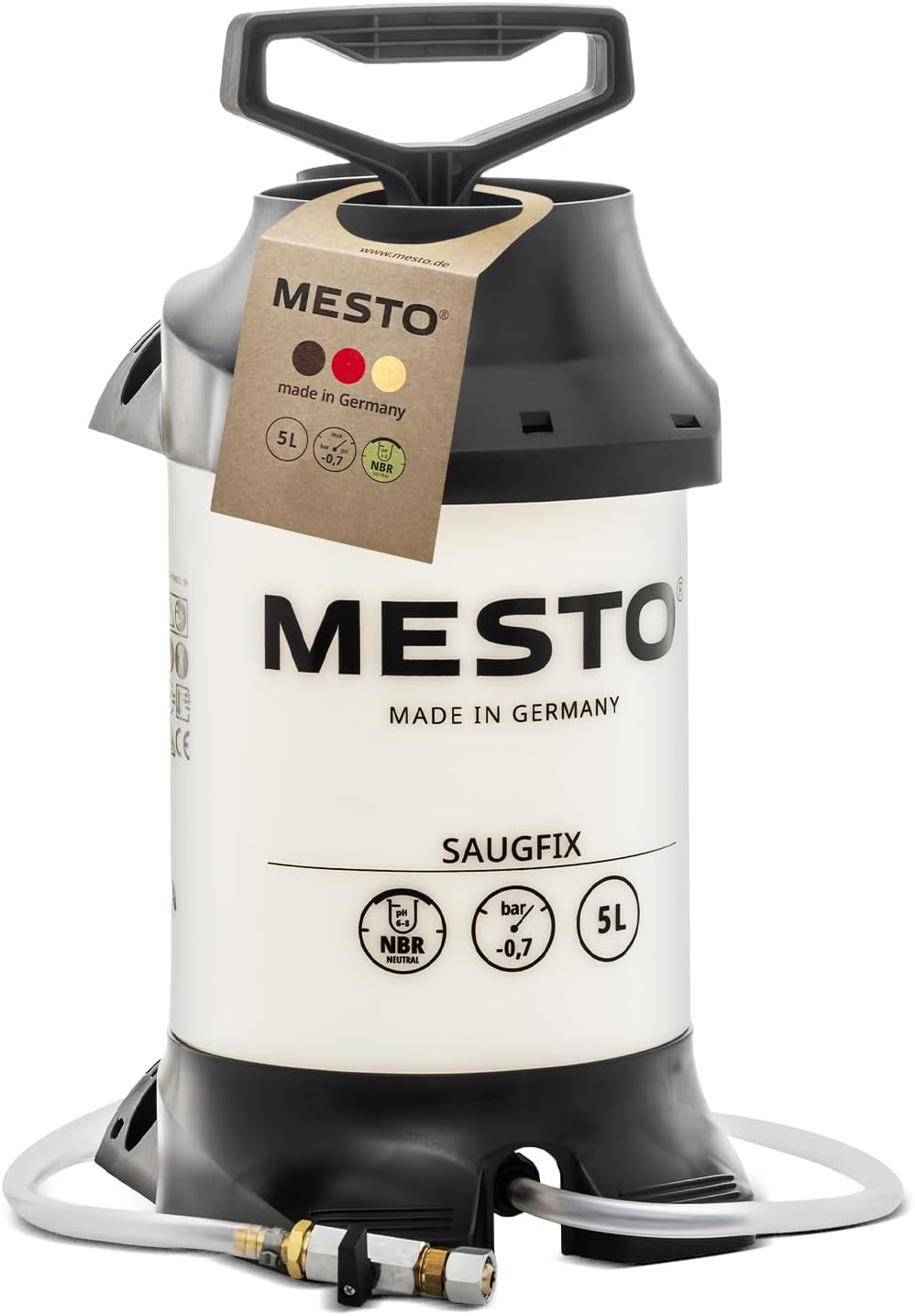 Mesto Extractores de fluido, Aspirador de 5 L de SAUGFIX, Bomba de aspiración con 0, 7 Bar de
