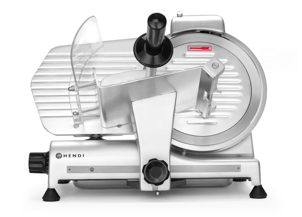 HENDI Cortafiambr, Cortadora eléctrica de carne, cortafiambres multiusos, Profi Line 250, Ø cuchilla: 250mm, espesor de corte (0-12mm), 220-240V, 320W