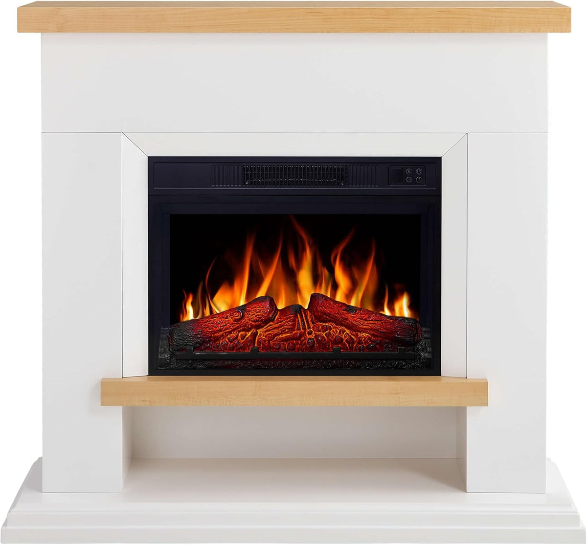 AF23S de ArtiFlame, chimenea eléctrica, Shelford blanca con efecto de llama LED, calefacción hasta 30 m², mando a distancia, diseño realista, ahorro