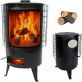 Estufa de EL BAÑO MODERNO, De Leña Redonda, Estufa Pellets con Potencia 8.8 KW Para Calentar Superficie De 50 M², Estufas de Leña Grande, Chimeneas de