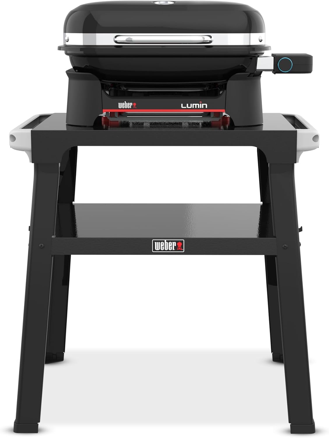 Parrillas eléctricas de exterior Weber, Lumin Compact Barbacoa eléctrica compacta con Soporte, hasta 315 °C, con termómetro Integrado en la Tapa