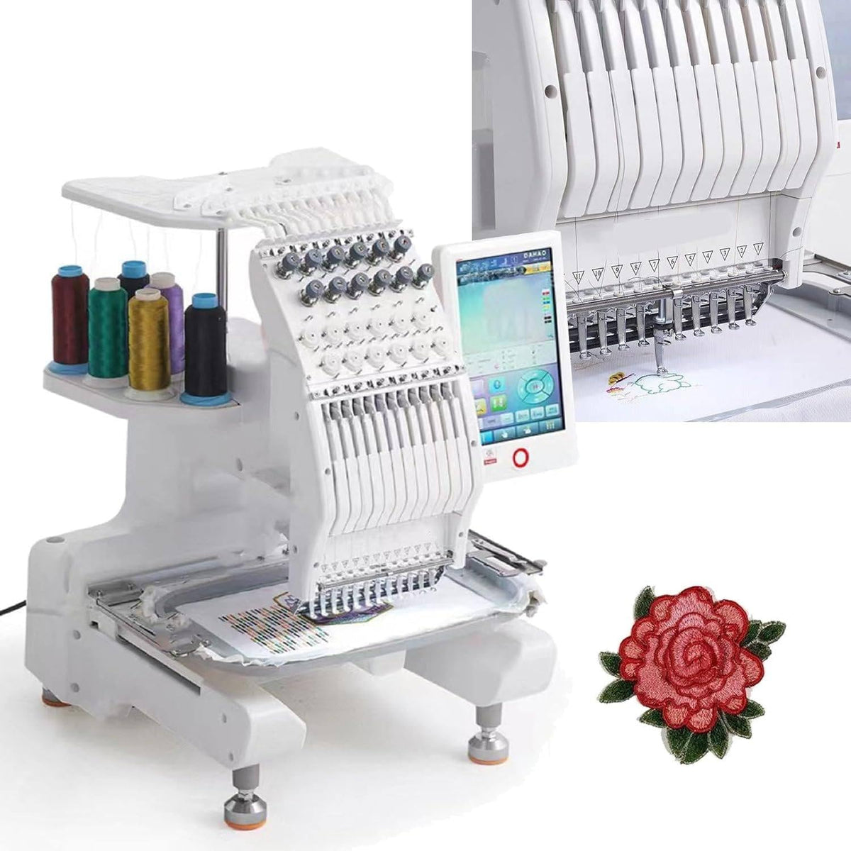 Generic Máquinas de coser, Máquina de coser y bordar, aguja individual profesional, área de bordado de 20 x 30 cm, alta velocidad de 1000 RPM para