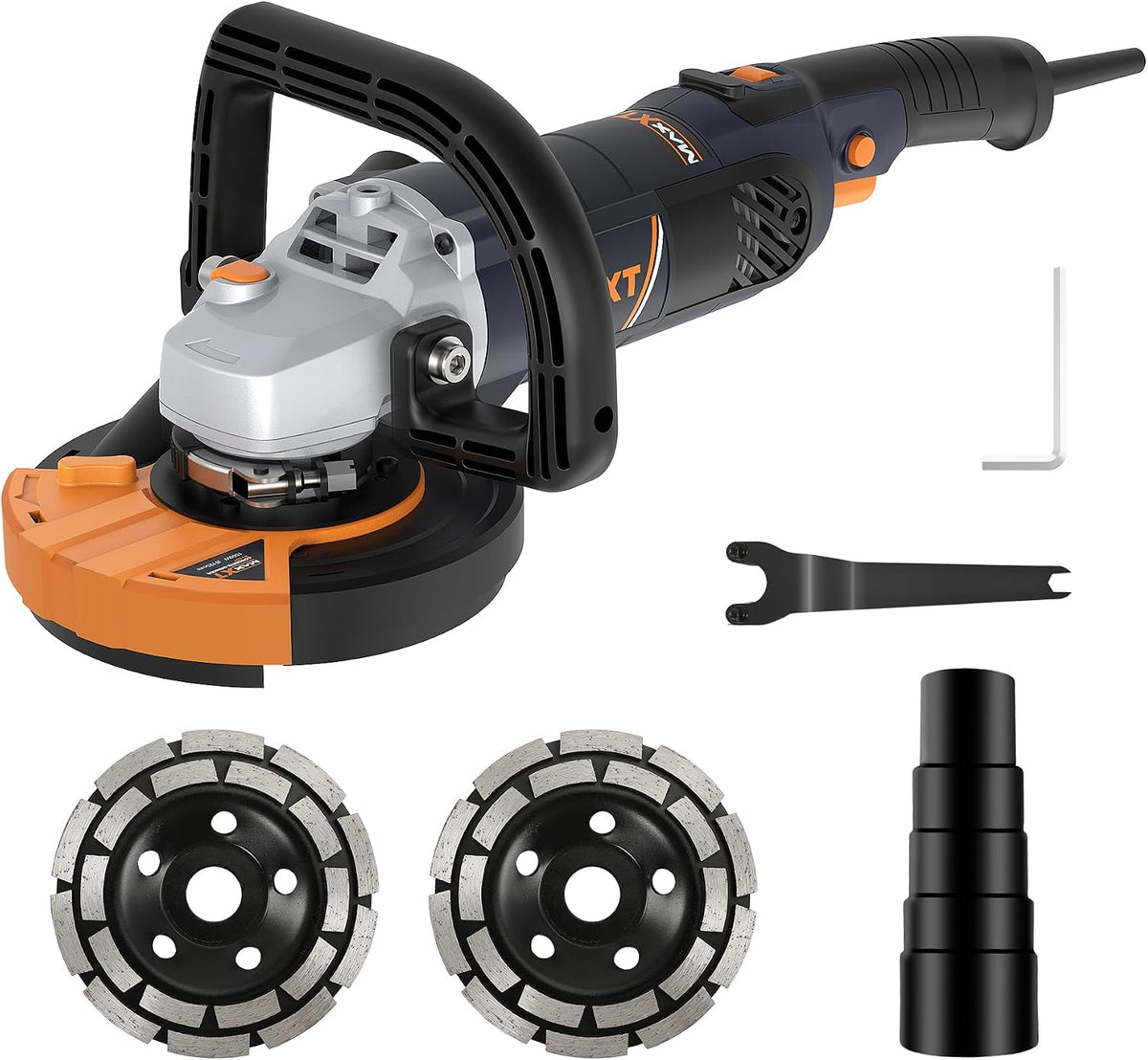 Amoladoras angular MAXXT, Amoladora angular para hormigón, lijadora-pulidora con disco de 5 pulgadas, 1000, 8500 RPM, 7 velocidades ajustables